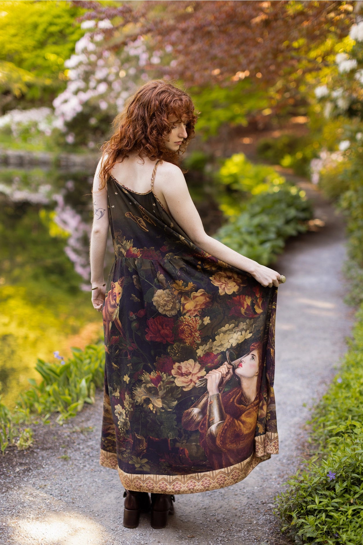 The Messenger Long Maxi Slip Dress w/ Joan of Arc & Florals - Pre-Order Ships September2025
