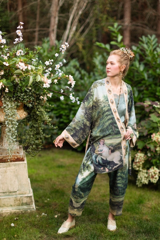 The Mythmaker Matinée Duster Kimono w/ Landscape & Unicorn Pre-Order Ship March 2026