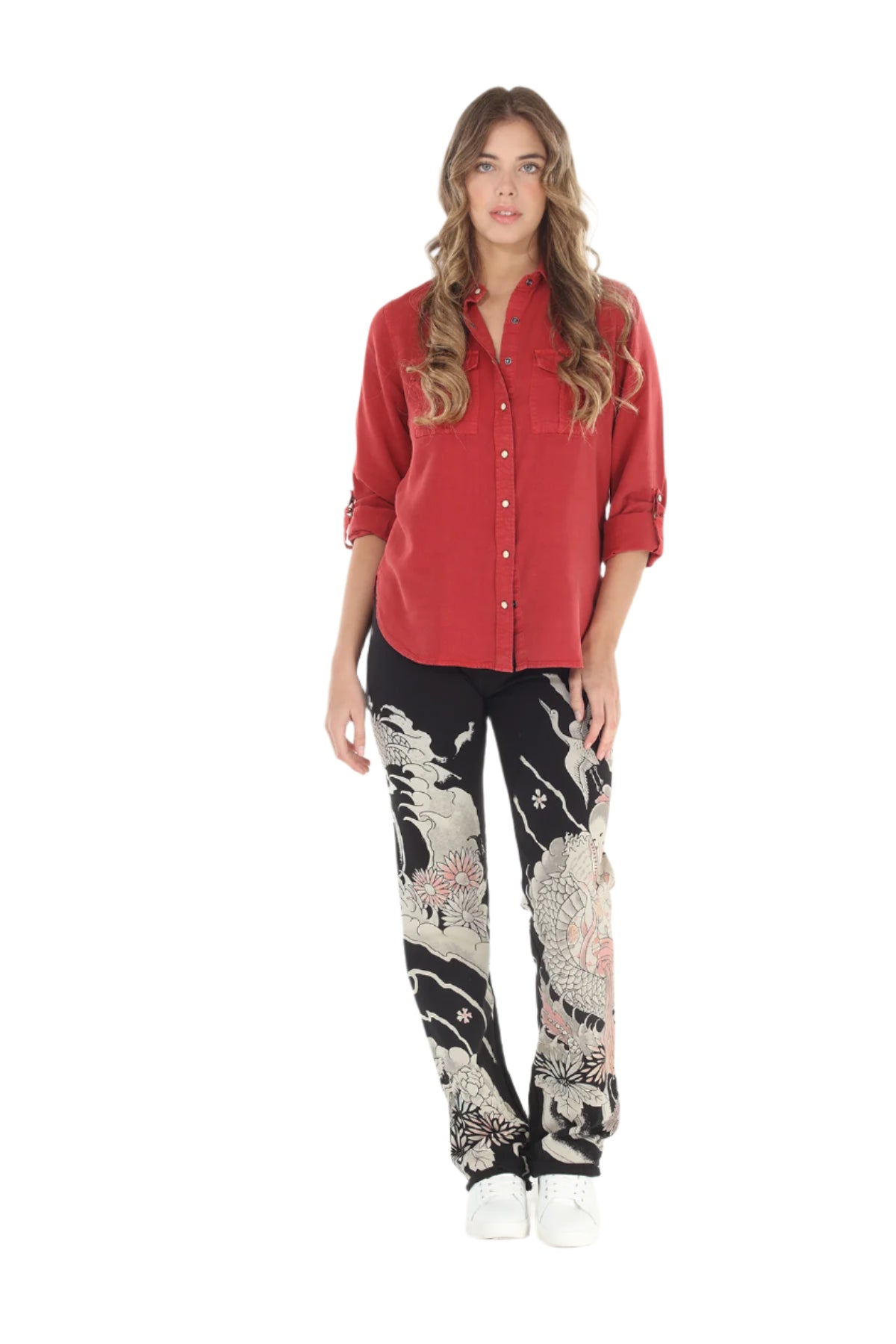 Paparazzi by Biz - Stretch Fit Dragon Print Lounge Pant with Raw Hem