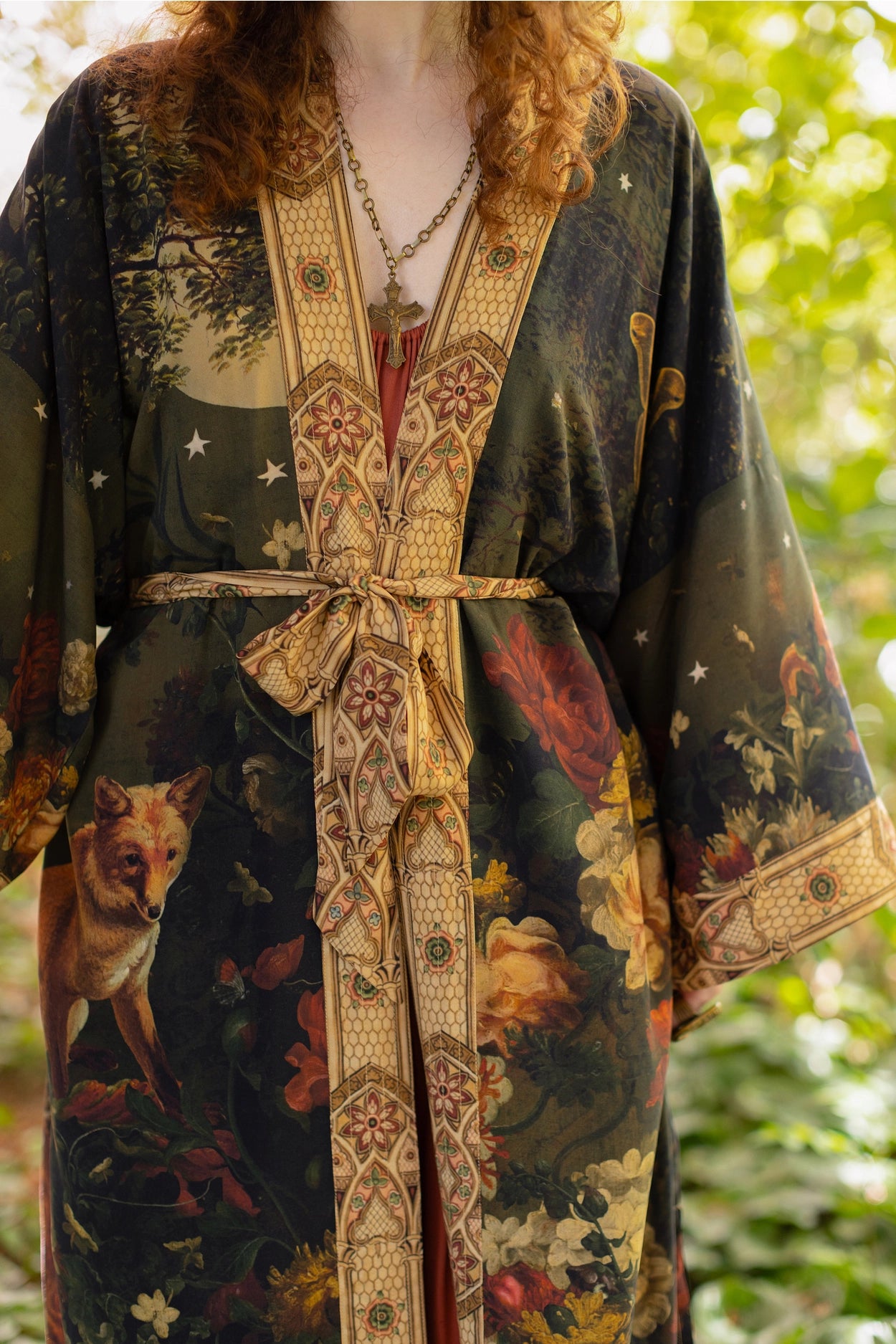The Messenger Opera Duster Robe w/ Joan of Arc & Florals - Pre-Order Ships In September