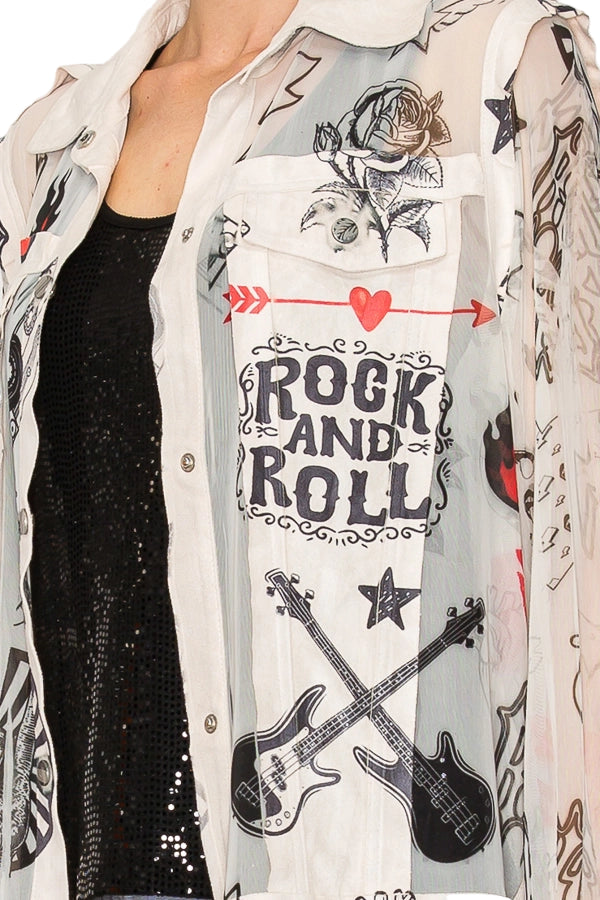 Rock And Roll Faux Suede Mesh Trimmed Detailed Jacket - Ships Late September