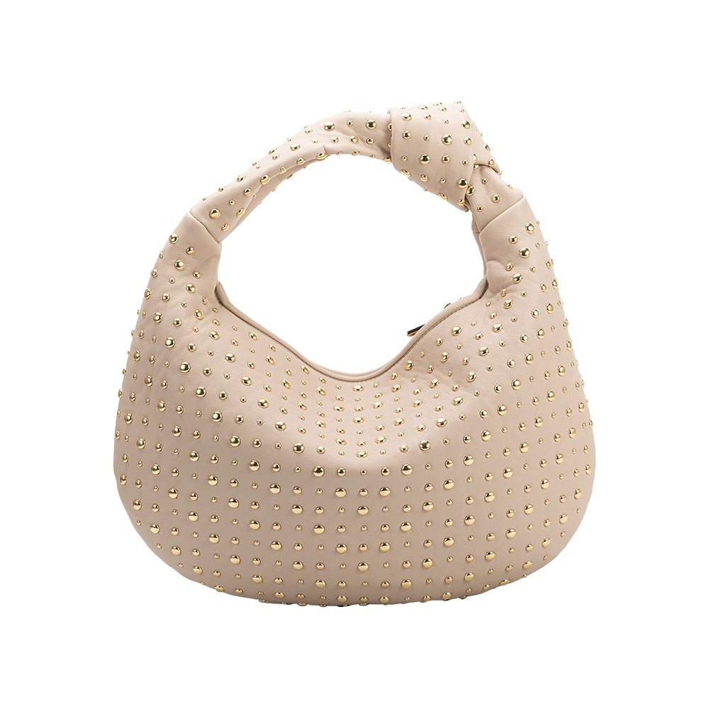 Melie Bianco Brigitte Large Studded Bone Shoulder Bag