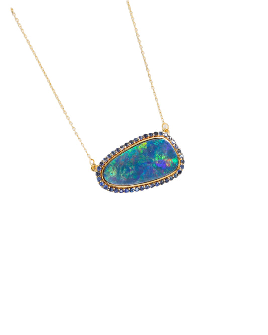 Untreated Australian Opal Halo Necklace Only 1 Available