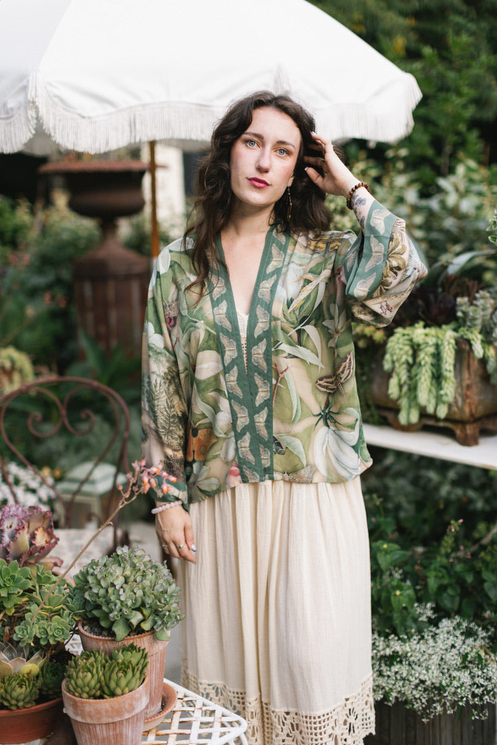 Fleur De Soleil Pixie Crop Kimono w/ Florals & Butterfly Pre-Order March 2026