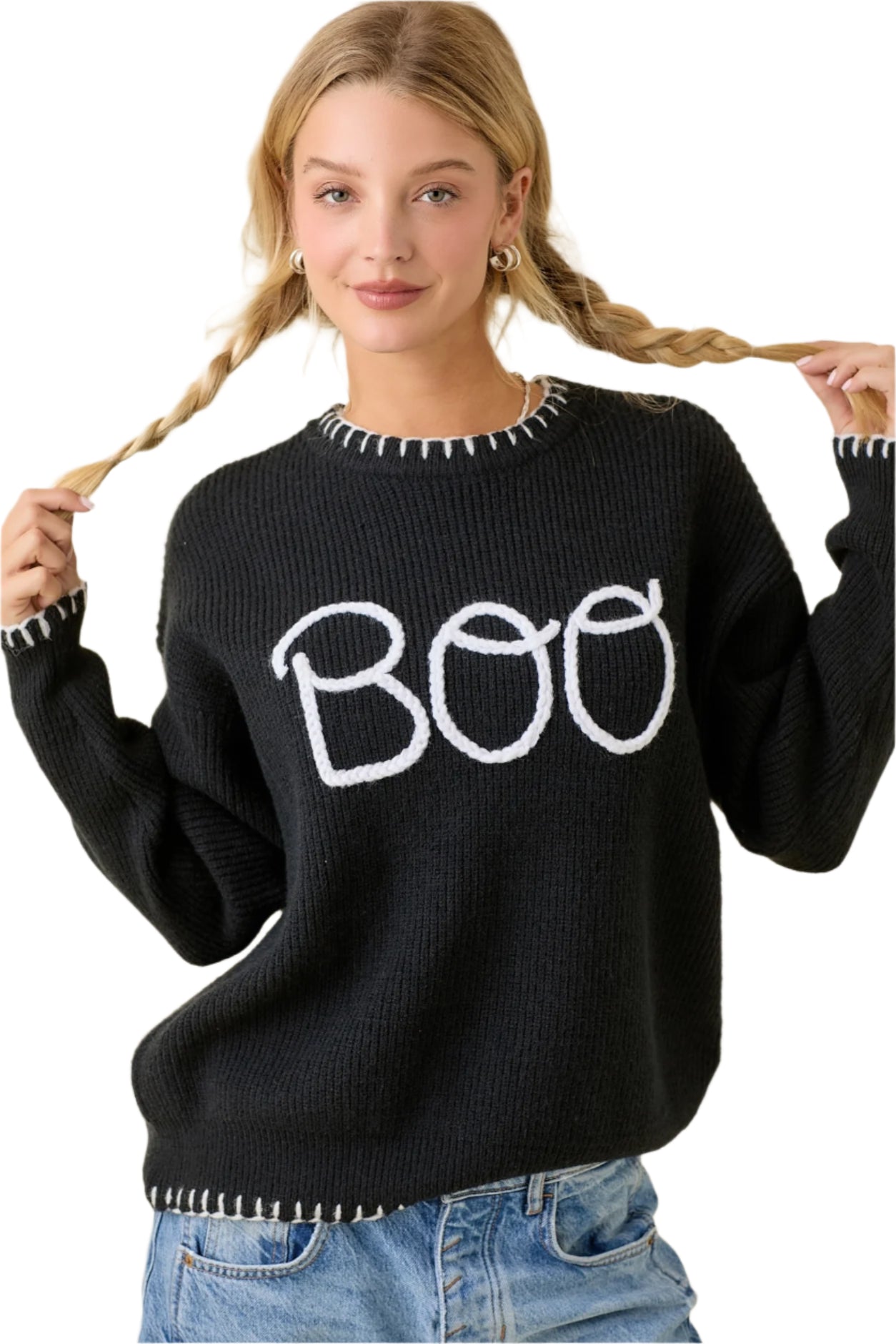 BOO Round Neck Oversized Sweater - Pre Order - Ships Oct 3rd