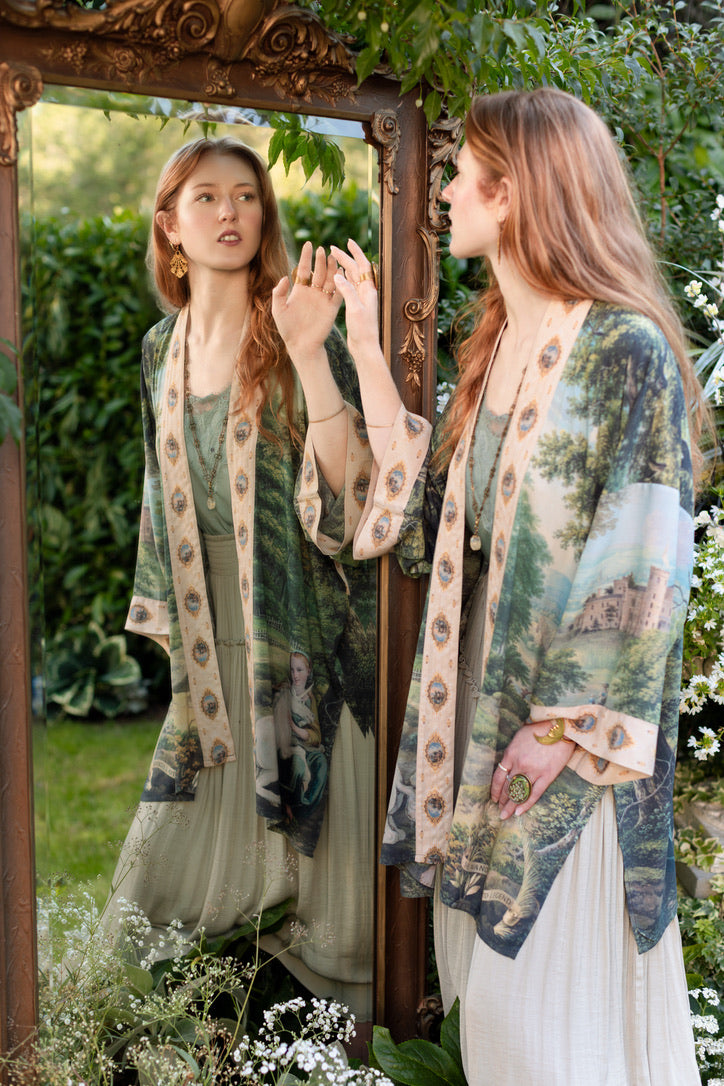 The Mythmaker Matinée Duster Kimono w/ Landscape & Unicorn Pre-Order Ship March 2026