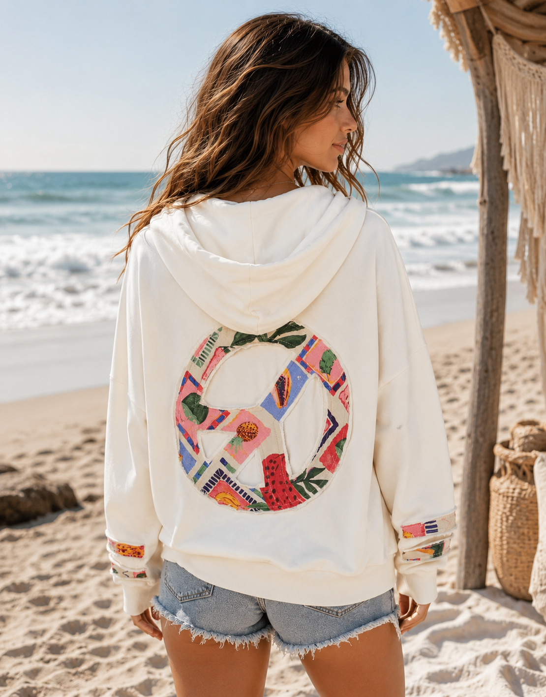 "Peace" Hooded Zip Up Sweatshirt