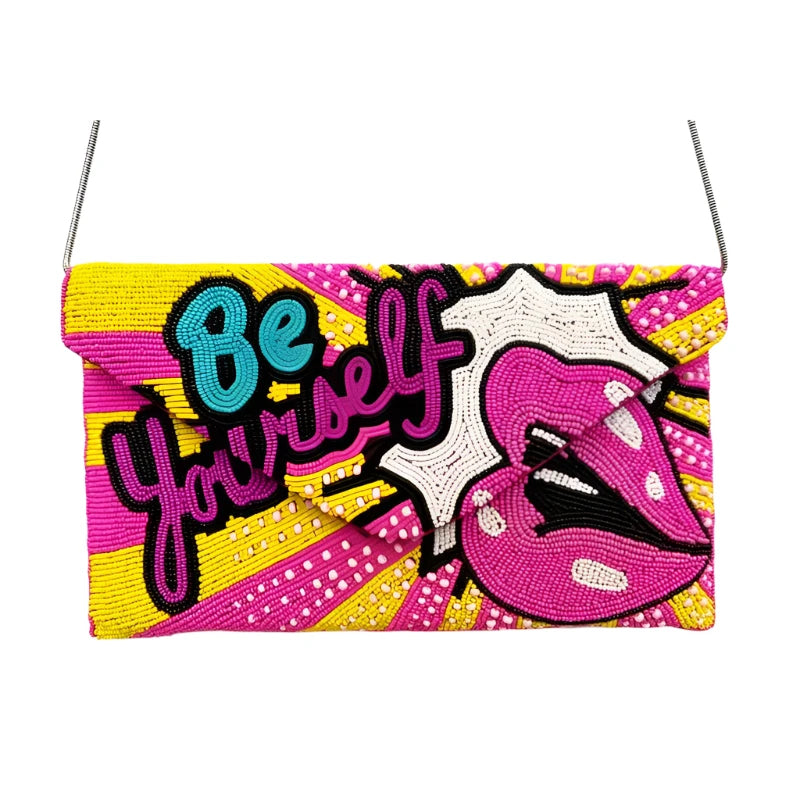 Beaded Be Yourself Party Pop Art Clutch