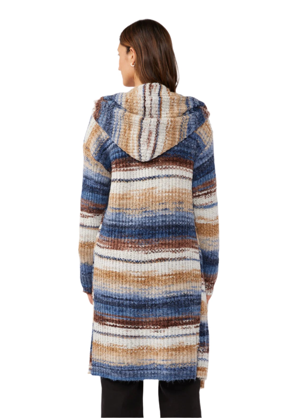 Knit Space Dye Long Sleeve Open Front Cardigan