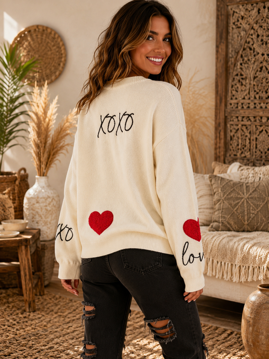 Heart Love Graphic Knit Sweater — Bliss by Cori Boutique