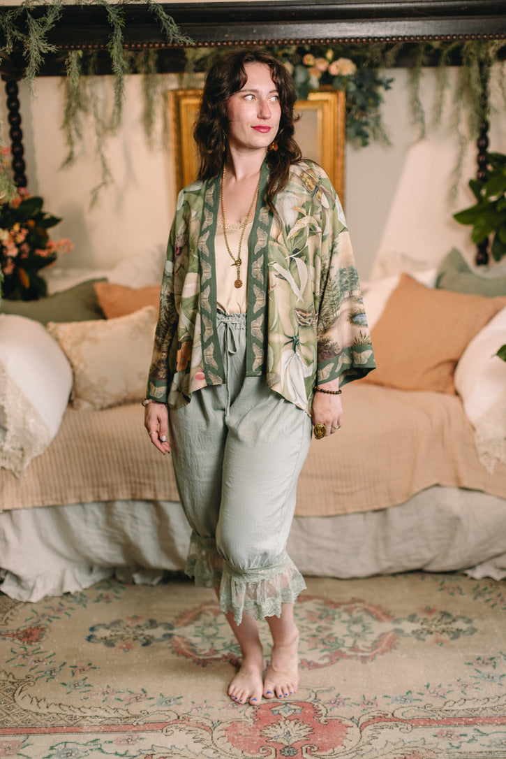 Fleur De Soleil Pixie Crop Kimono w/ Florals & Butterfly Pre-Order March 2026