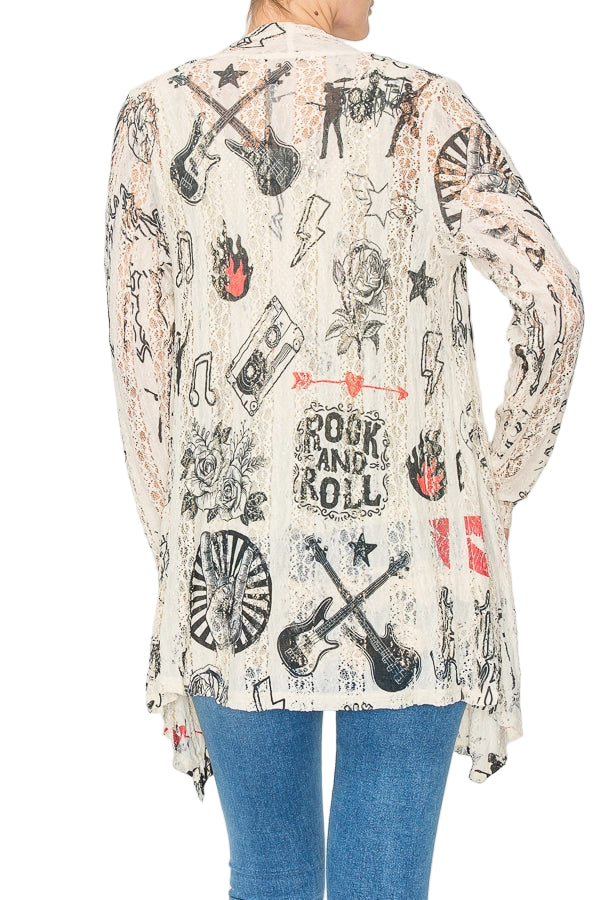 Rock And Roll Sparkly Long Sleeve Lace Cardigan - Ships Late September