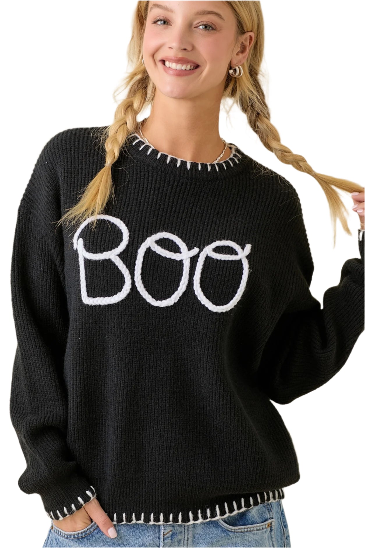BOO Round Neck Oversized Sweater - Pre Order - Ships Oct 3rd
