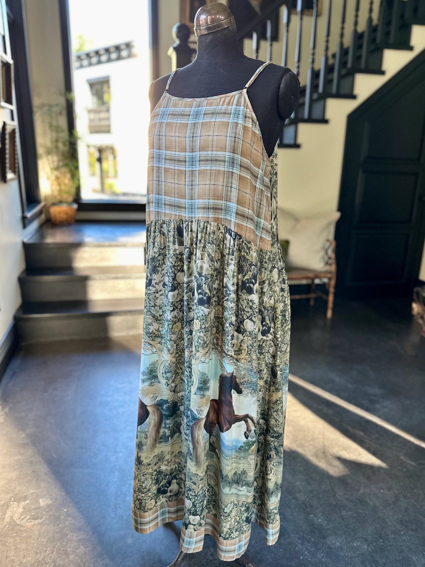 Born To Run Bohéme Reversible Long Maxi Slip Dress Horse & Plaid - Pre-Order - Ships In August