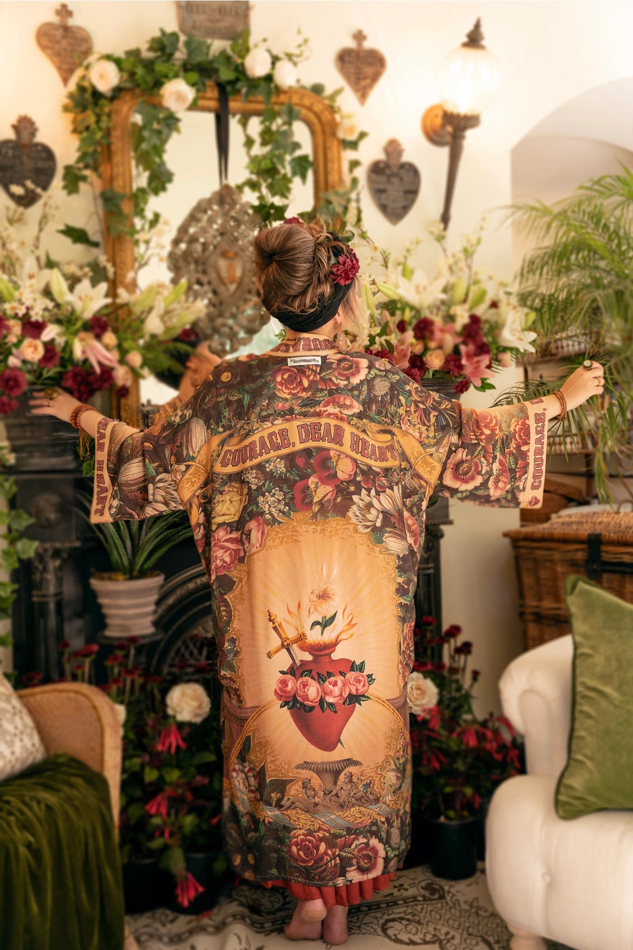 Courage Dear Heart Opera Duster Kimono Robe w/ Sacred Heart- Preorder Ships August 1 - 30th