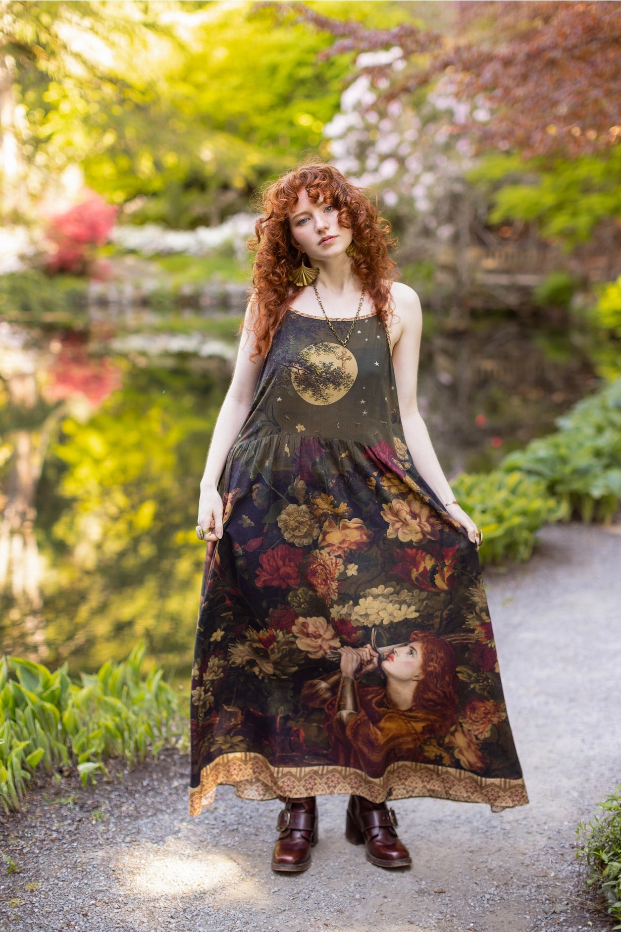 The Messenger Long Maxi Slip Dress w/ Joan of Arc & Florals - Pre-Order Ships September2025