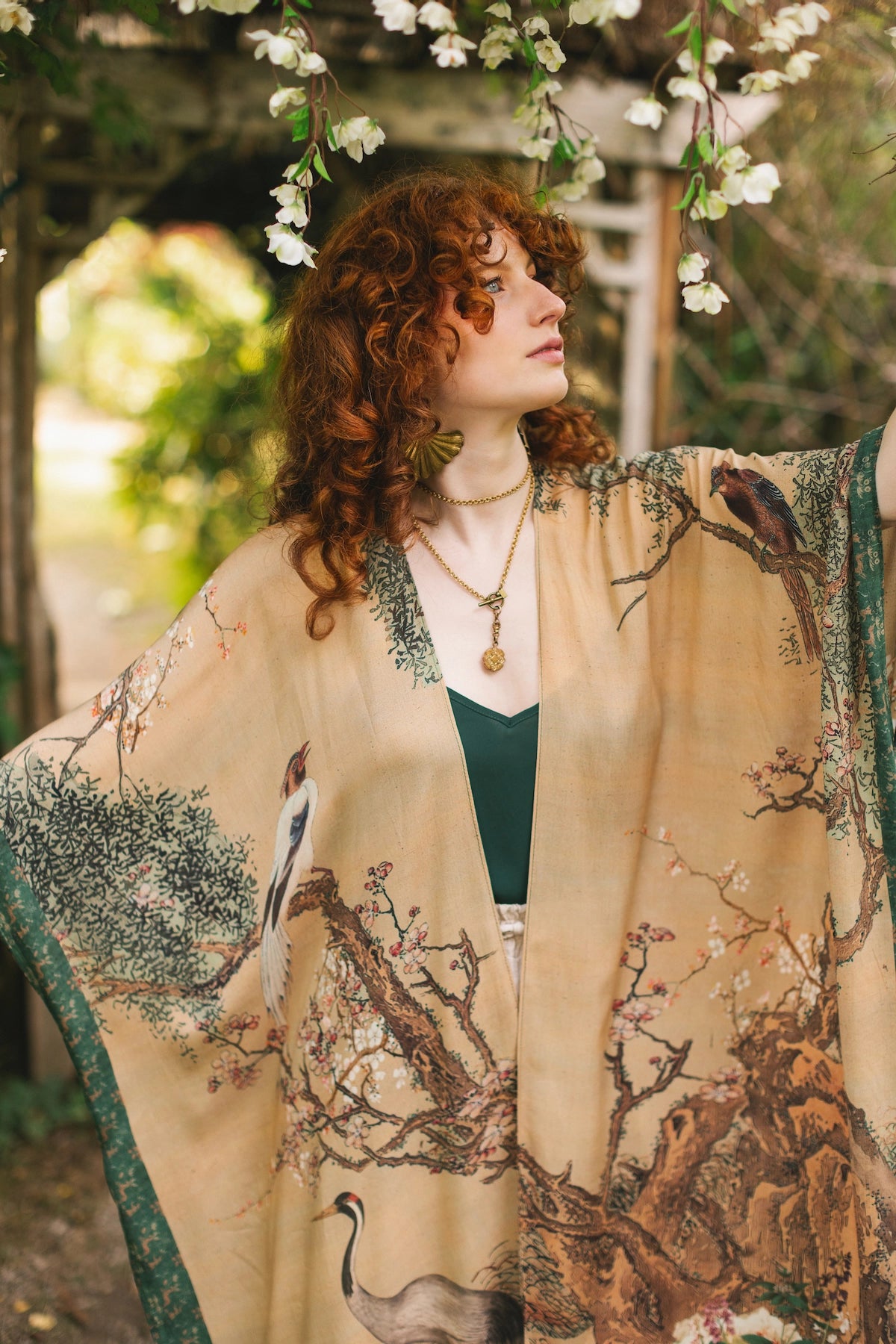 Fable Opera Duster Kimono Robe With Deer Moon & Blossom - Pre Order - Ships Late October 2025