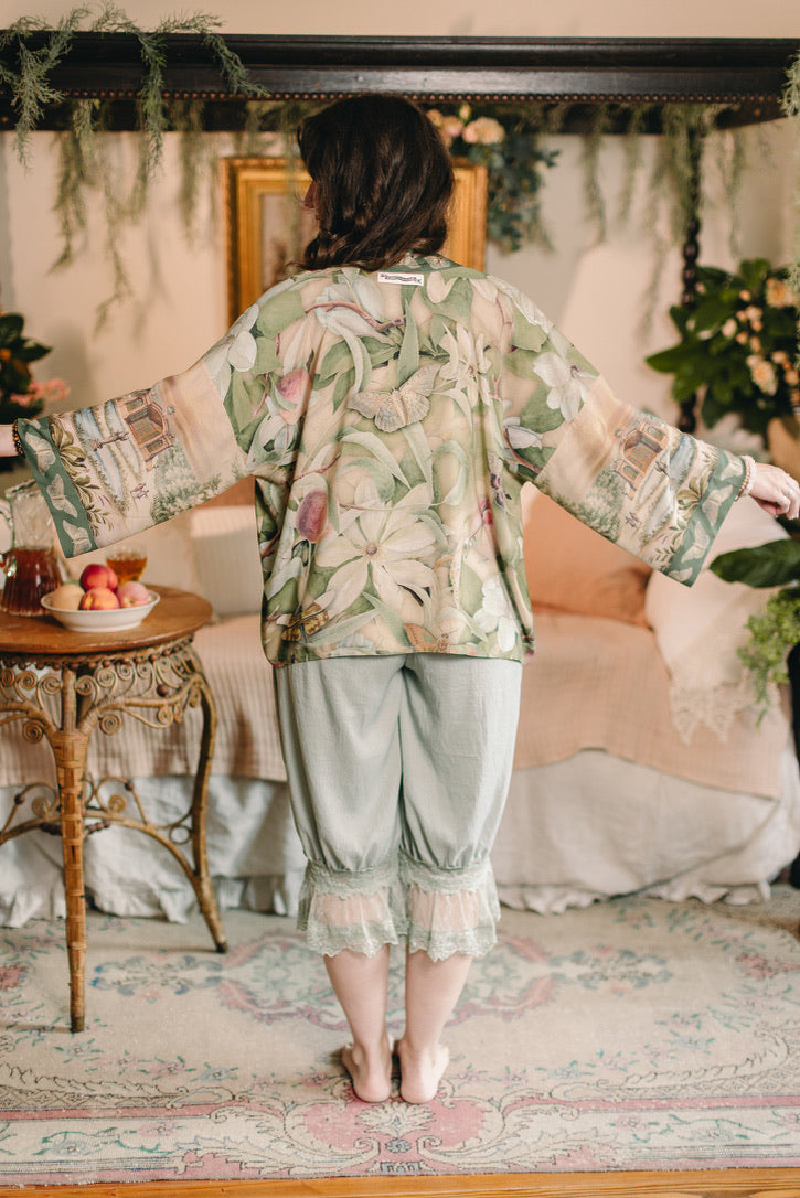 Fleur De Soleil Pixie Crop Kimono w/ Florals & Butterfly Pre-Order March 2026