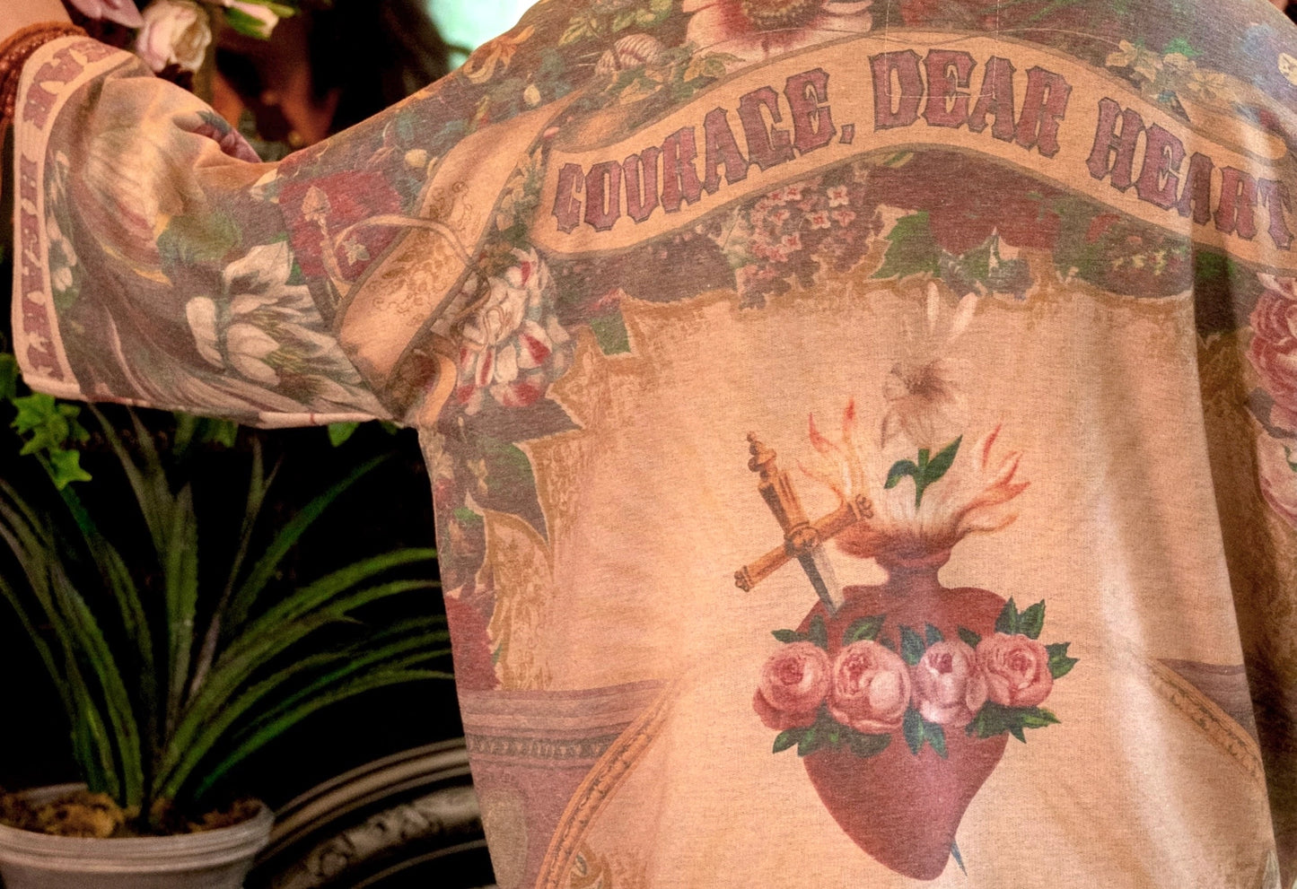 Courage Dear Heart Fleece Cottage Cardigan Kimono Jacket