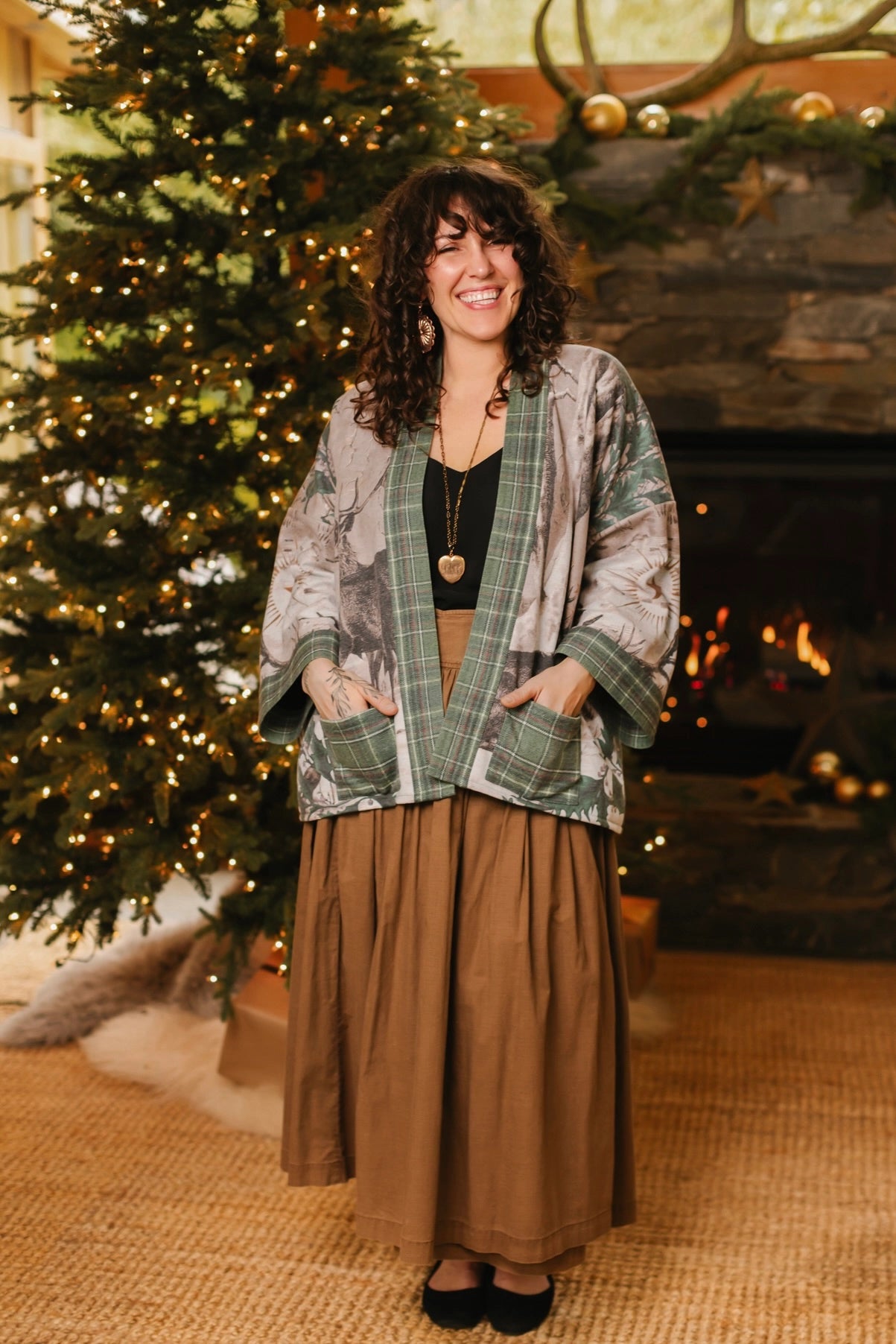 Winter Wish Christmas Fleece Cottage Cardigan Kimono Jacket Pre-Order Ships Sept 30th