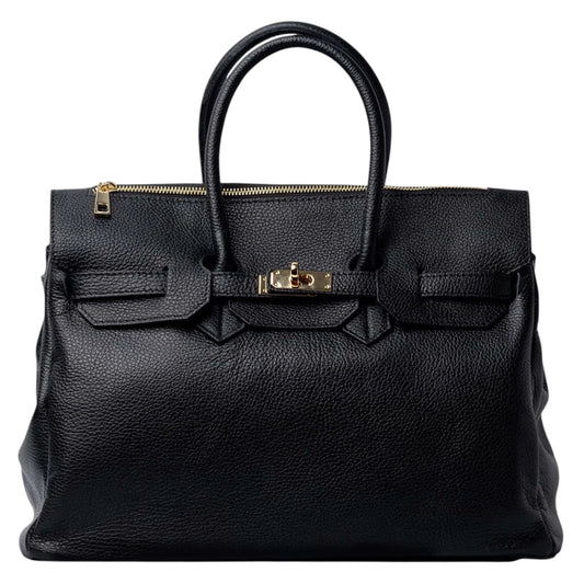 Black Italian Dollaro Leather Handbag