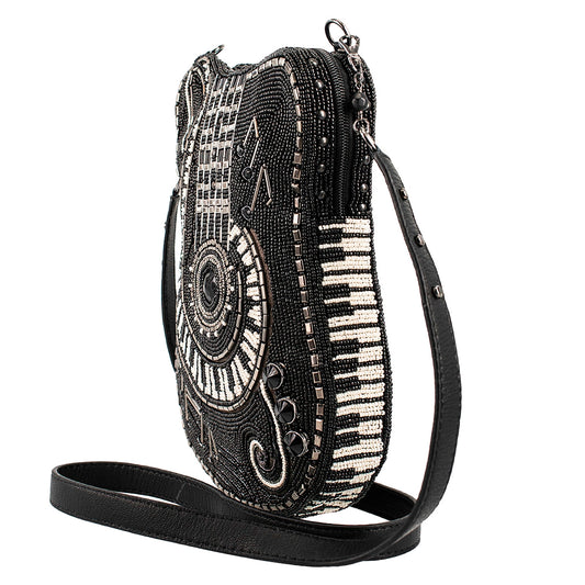 Mary Frances - Noteworthy Guitar and Piano Keys Beaded Crossbody Handbag