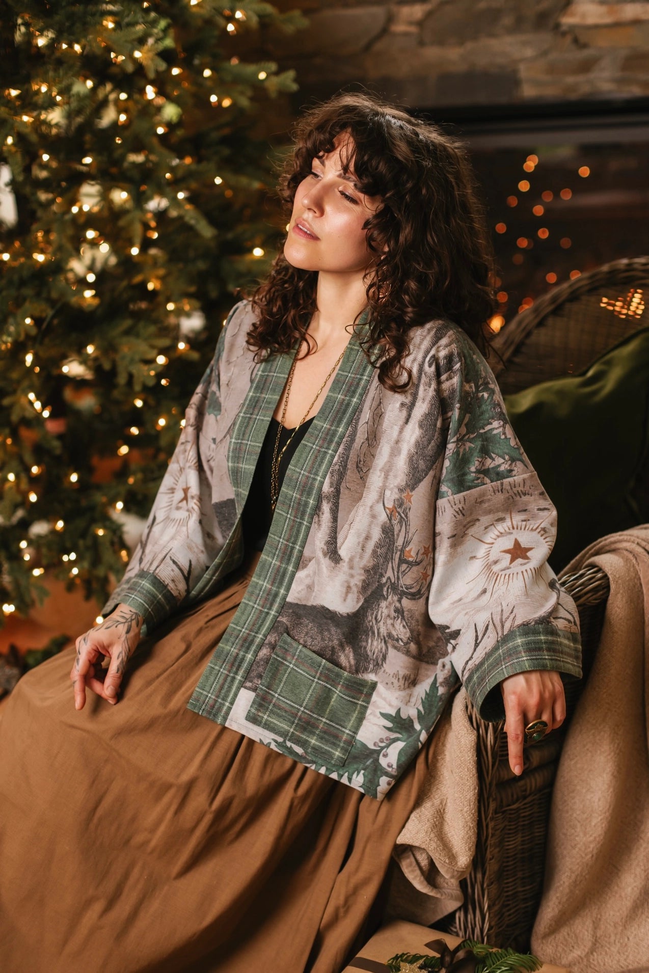 Winter Wish Christmas Fleece Cottage Cardigan Kimono Jacket Pre-Order Ships Sept 30th