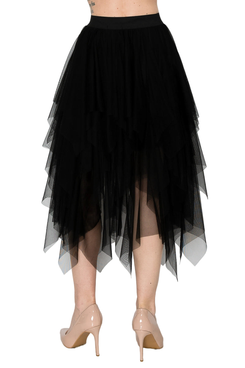 Dreamy Tiered Tulle Midi Skirt with Floaty Hem - Ships Late September