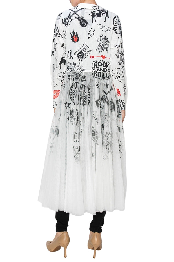Rock And Roll Glam Longline Duster with Tulle Skirt - Ships Late September