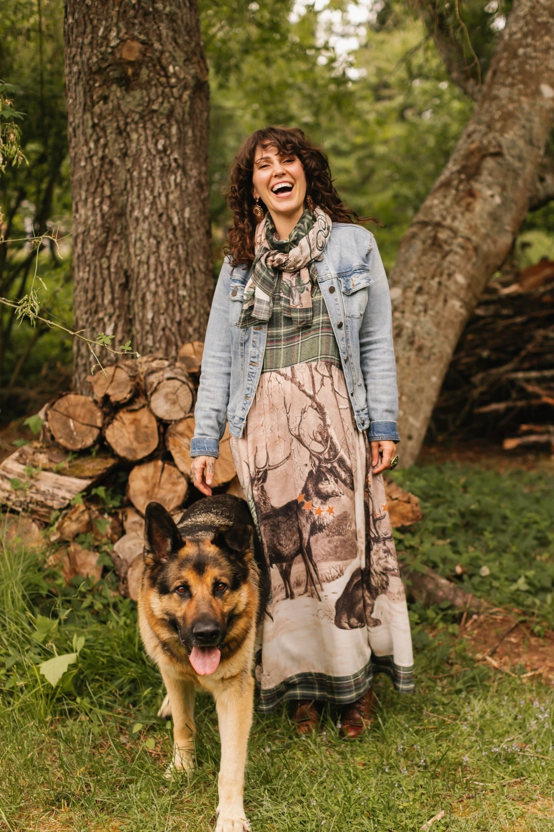 Winter Wish Bohéme Long Maxi Slip Dress w/ Christmas Deer - Pre-Order - Ships September 2025