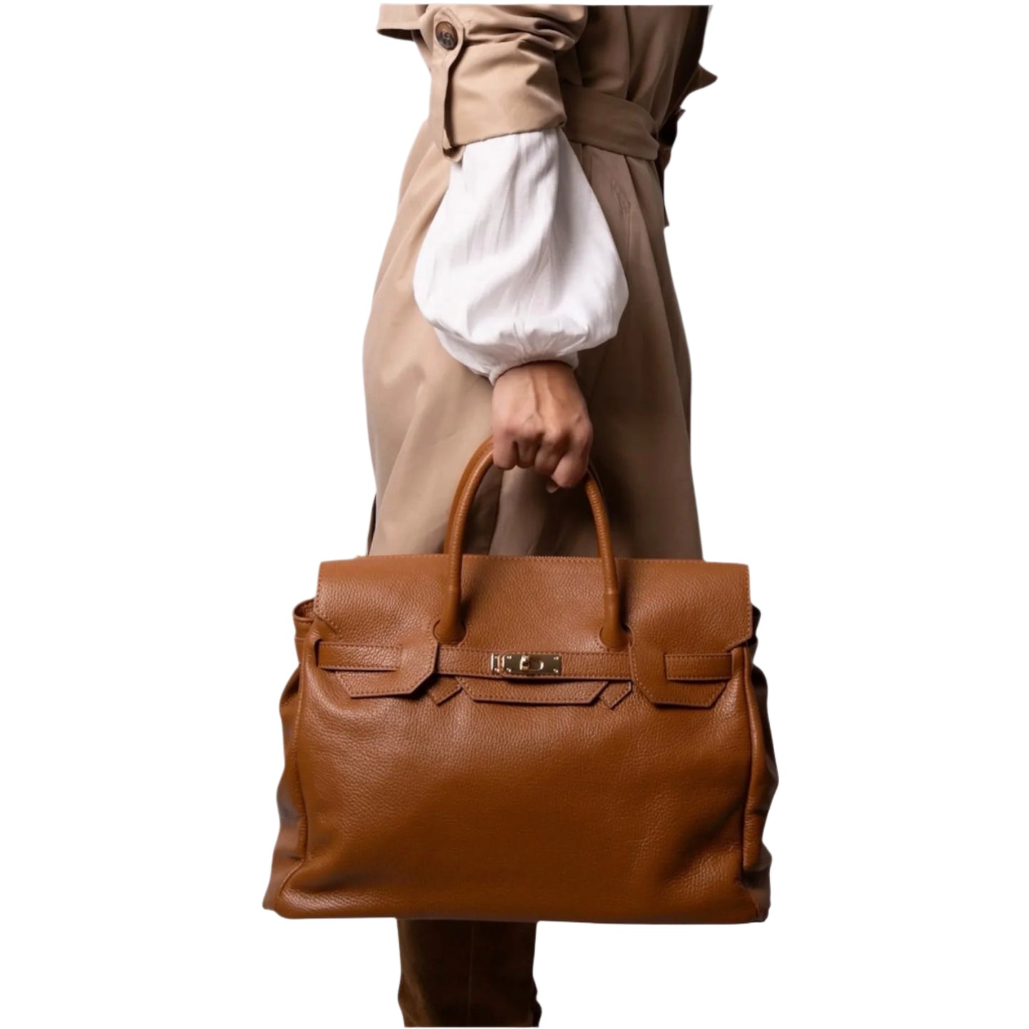 Camel Italian Dollaro Leather Handbag