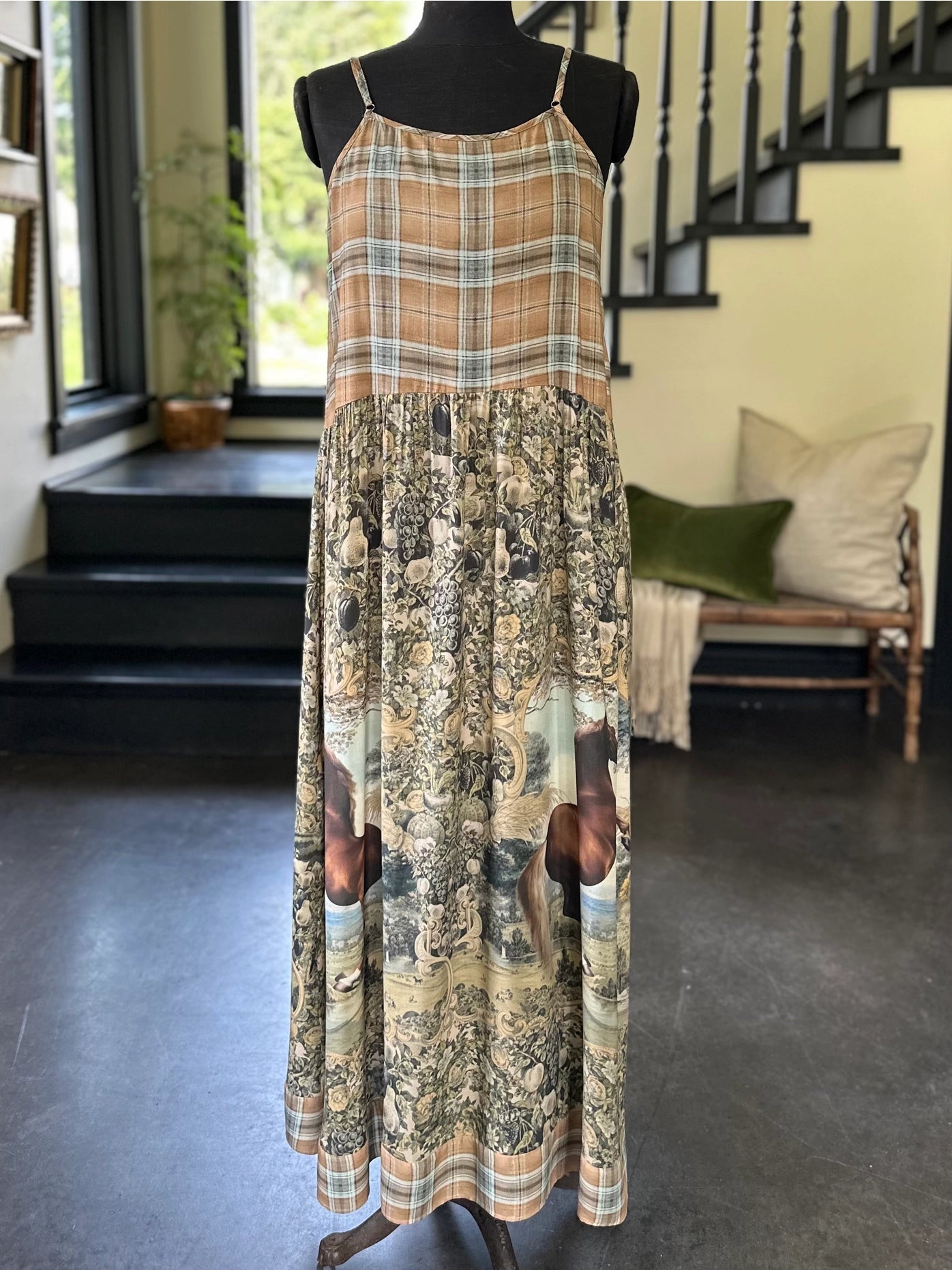 Born To Run Bohéme Reversible Long Maxi Slip Dress Horse & Plaid - Pre-Order - Ships In August