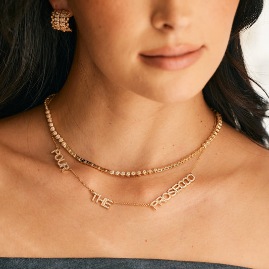 Pour The Prosecco CZ Necklace