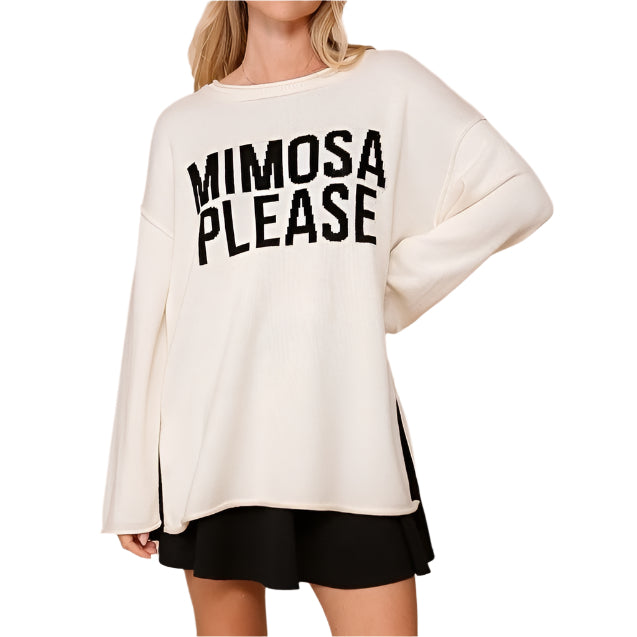 Mimosa Please Round Neck Oversized Sweater