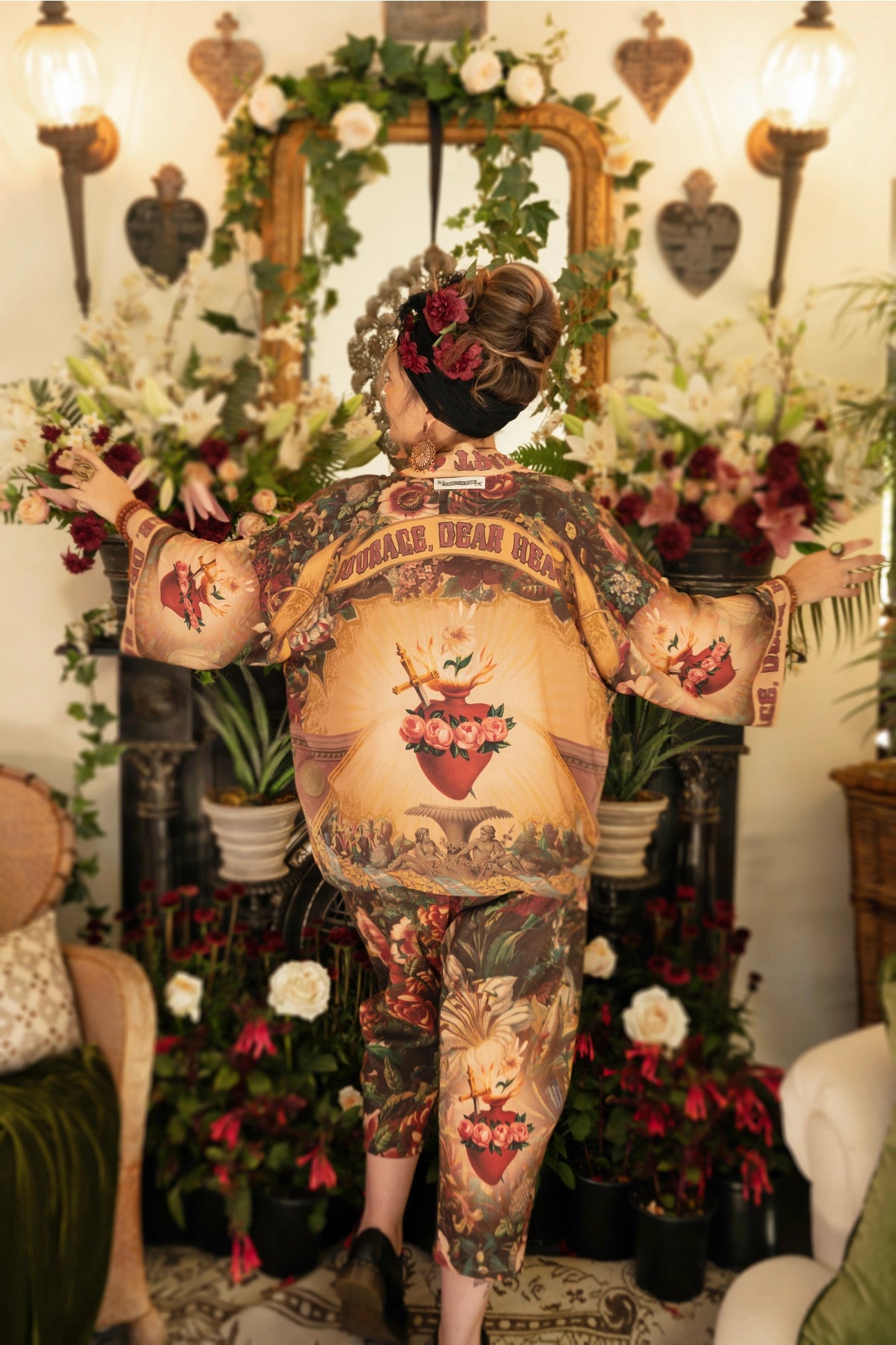 Courage Dear Heart Pixie Duster Crop Kimono w/ Sacred Heart- Preorder Ships August 1 - 30th