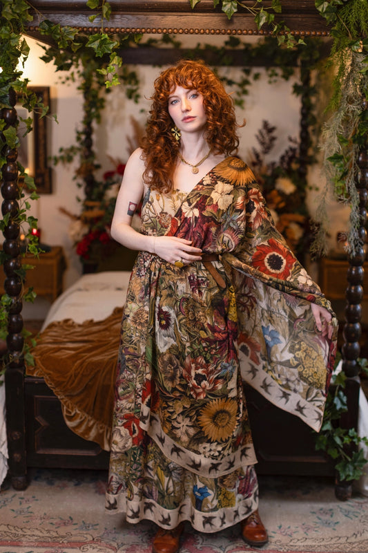 Golden Hour Floral Bohemian Scarf - Pre-Order - Ships August 2026