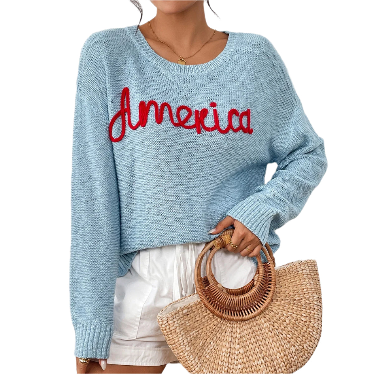 America Independence Day Alphabet Sweater