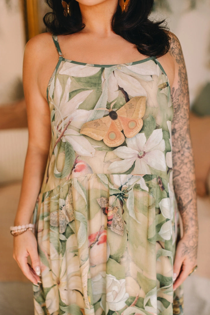 Fleur De Soleil Bohéme Long Maxi Slip Dress w/ Florals Pre-Order March 2026