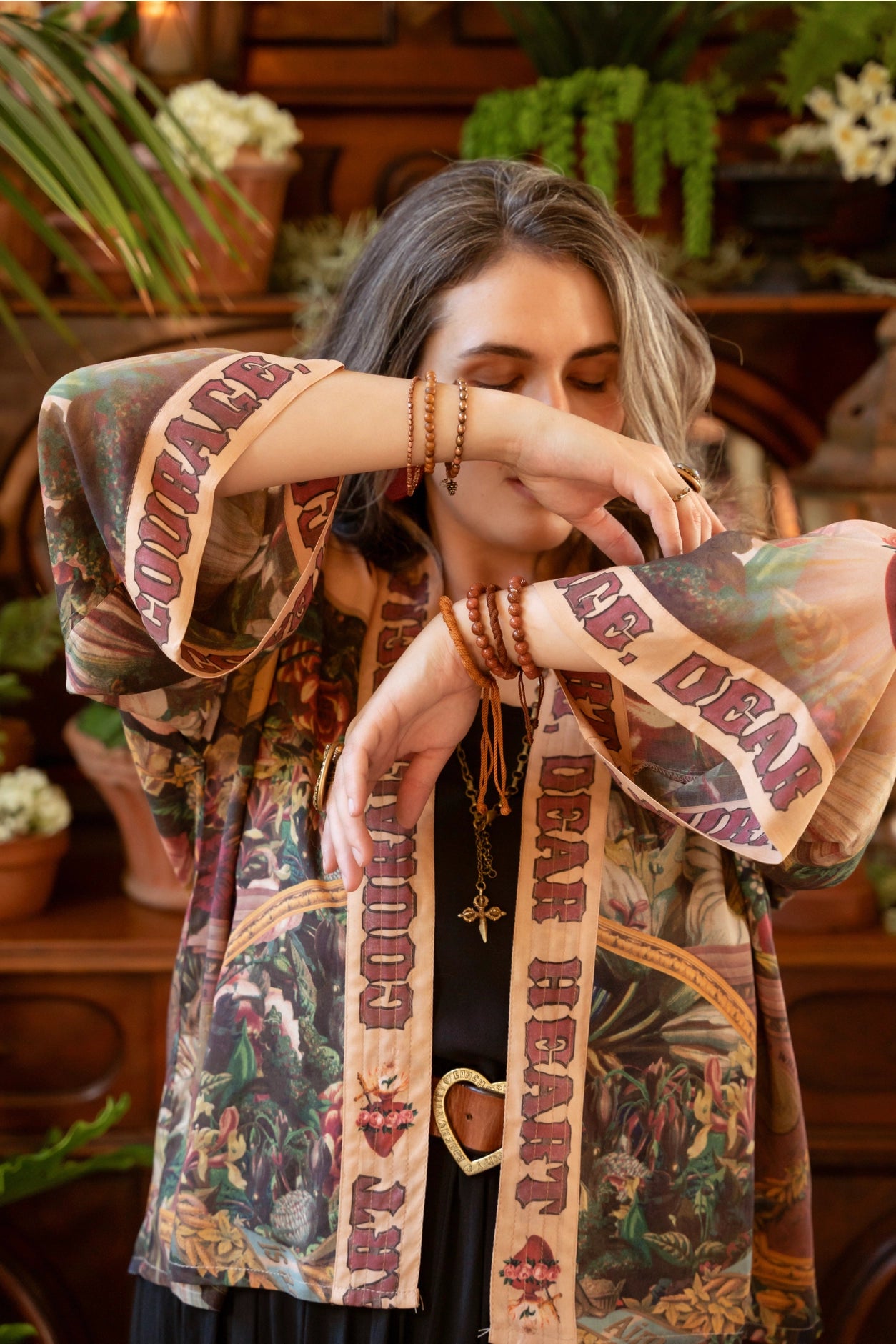 Courage Dear Heart Pixie Duster Crop Kimono w/ Sacred Heart- Preorder Ships August 1 - 30th