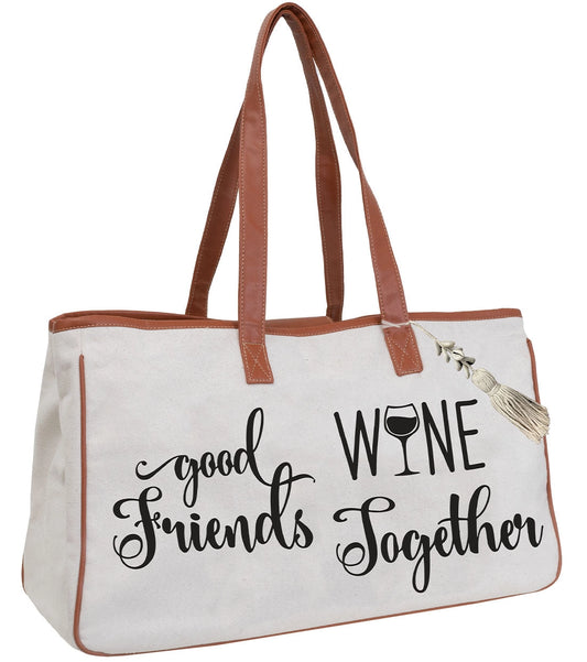 Canvas Wine Tote - Good Friends Wine Together