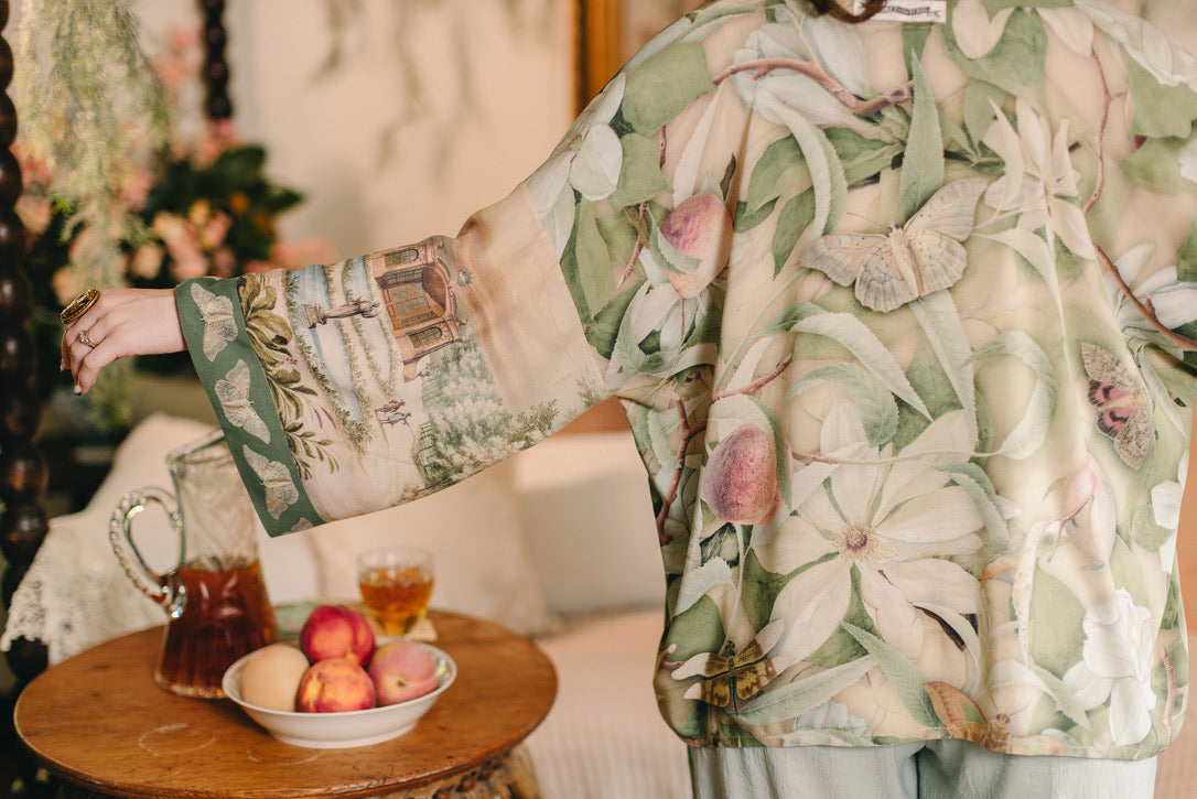 Fleur De Soleil Pixie Crop Kimono w/ Florals & Butterfly Pre-Order March 2026
