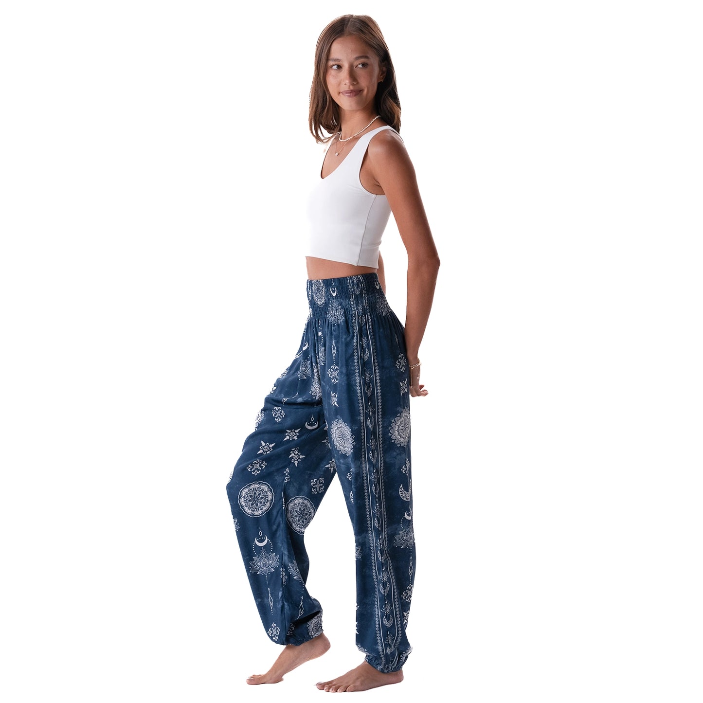 Nova Blue Lotus Moon Harem Pants