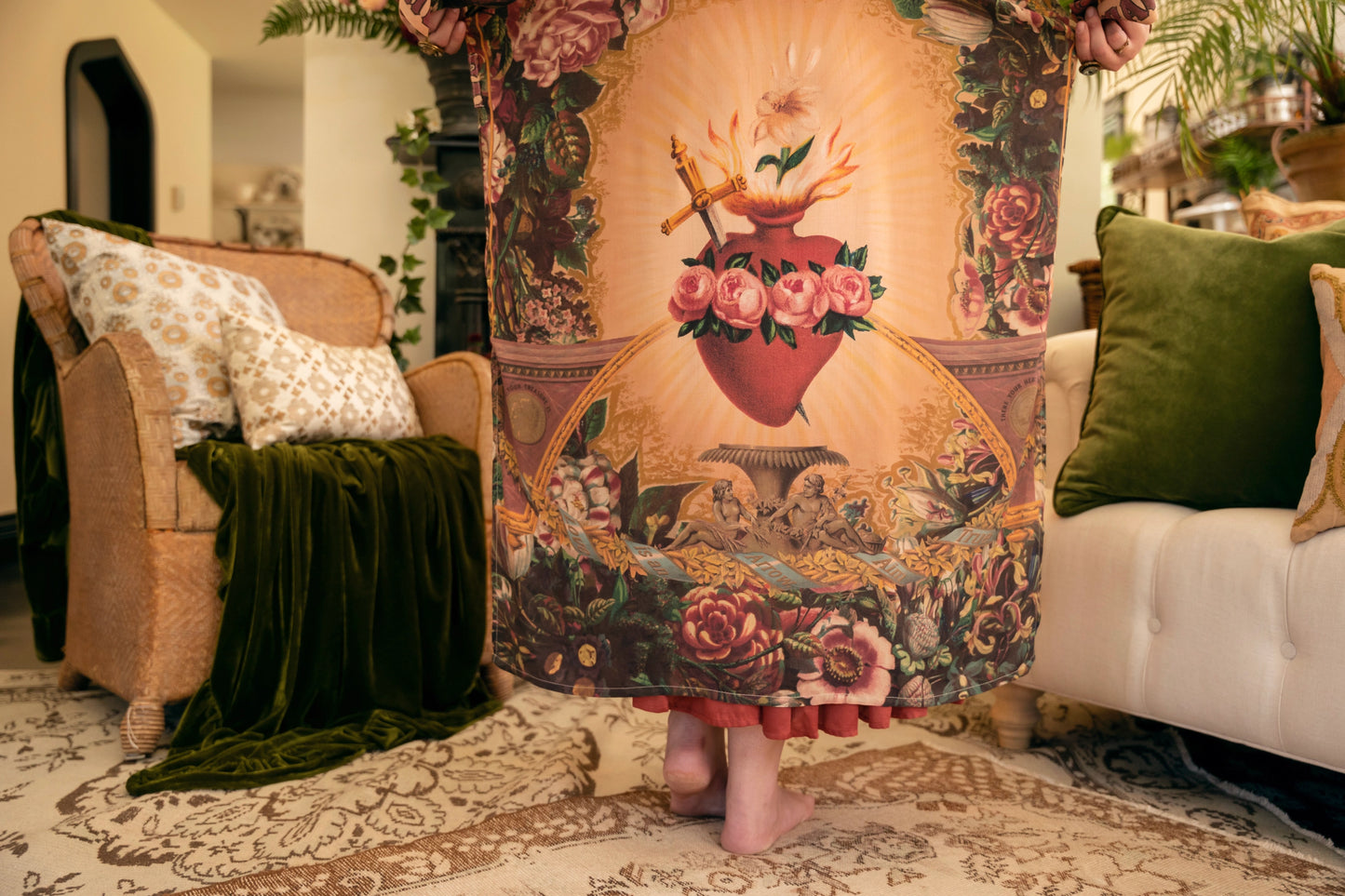 Courage Dear Heart Opera Duster Kimono Robe w/ Sacred Heart- Preorder Ships August 1 - 30th