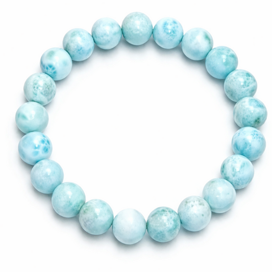 10mm Larimar Beaded Gemstone Bracelet