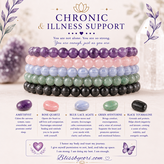 Chronic Illness Support Gemstone Bracelet Stack