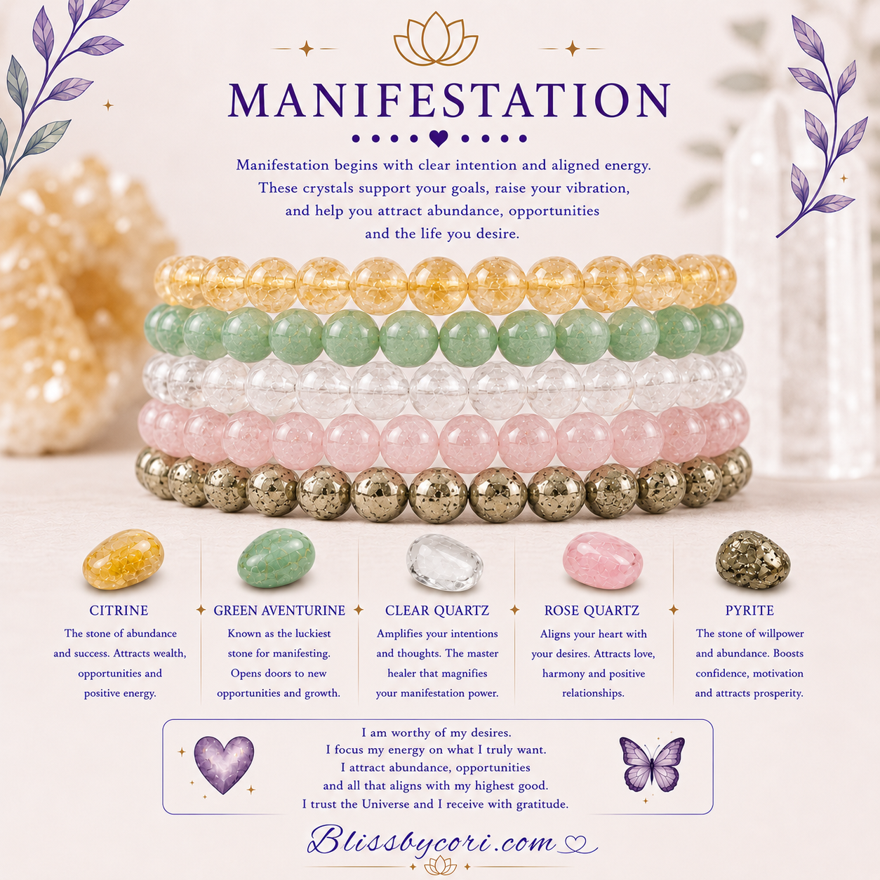 Manifestation Gemstone Bracelet Stack