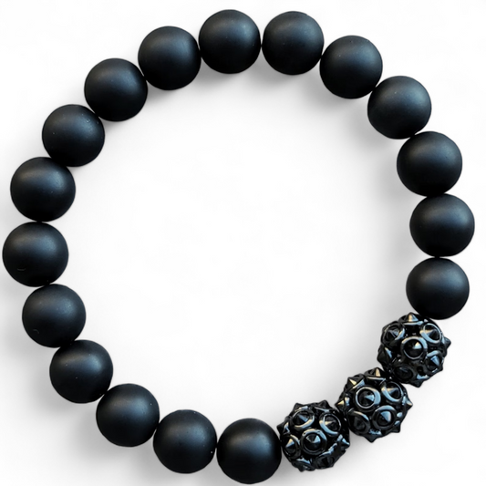 Onyx Spike Beaded Bracelet