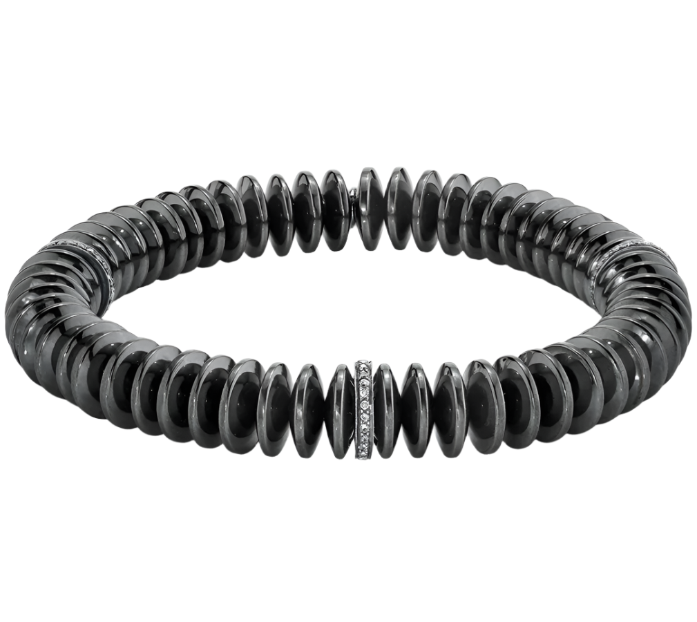 Hematite & Diamond Rondelle Gemstone Bracelet