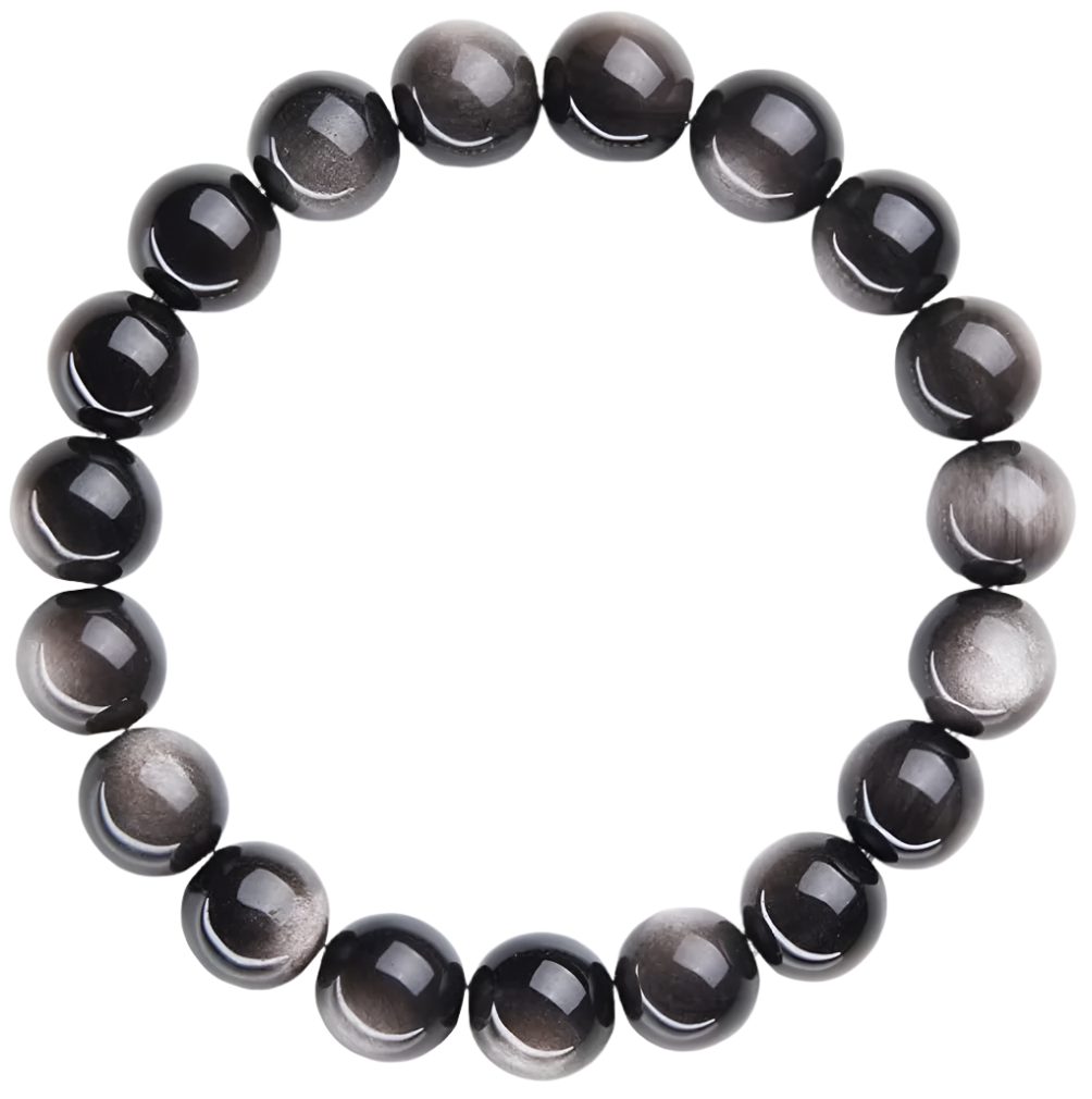 Silver Obsidian Beaded Bracelet