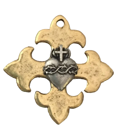 Sacred Heart Celtic Cross Black Onyx Gemstones Chain Necklace